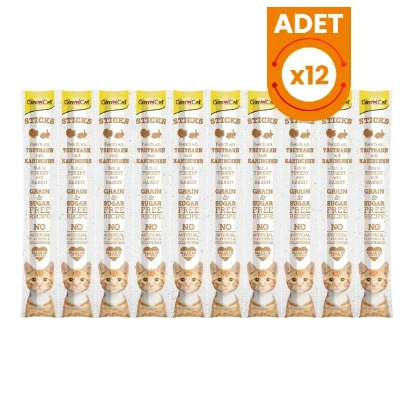 Gimcat Sticks Hindi ve Tavşan Etli Çubuk Kedi Ödül Maması